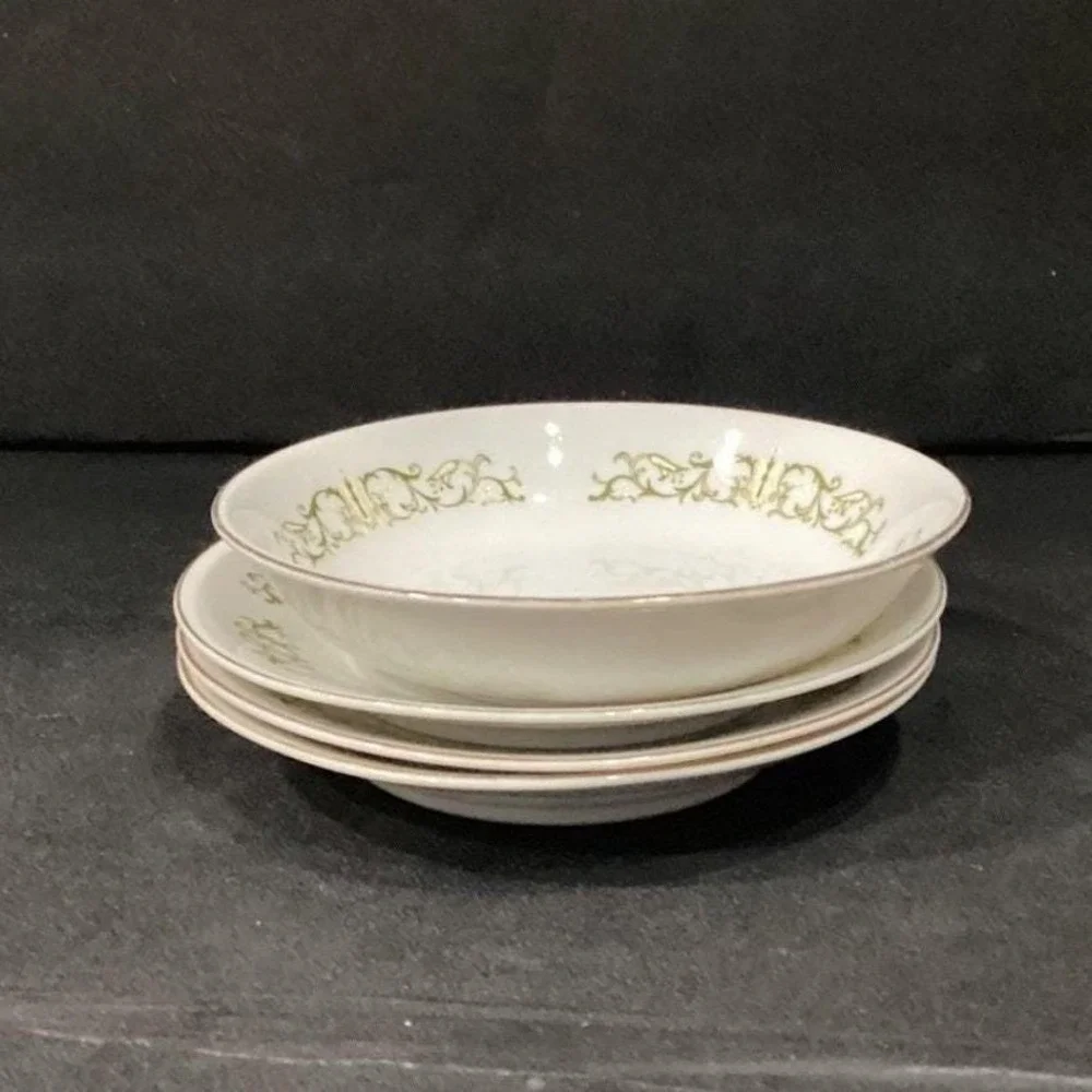 Bell Flower‎ Fine China, Set of 3 Saucers & 1 Cereal Bowl, Porcelain Tableware